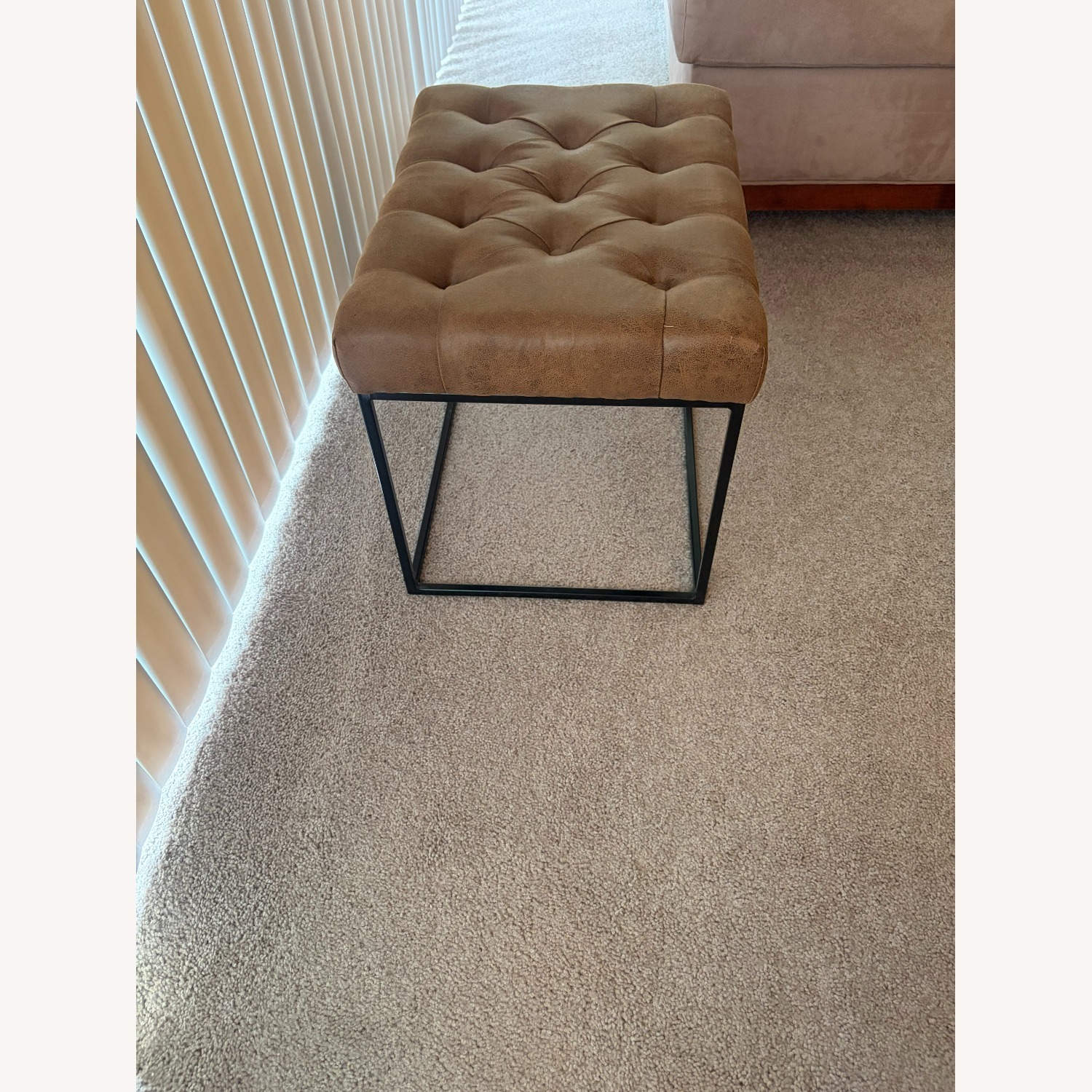 Light Brown Faux Leather Ottoman - image-3