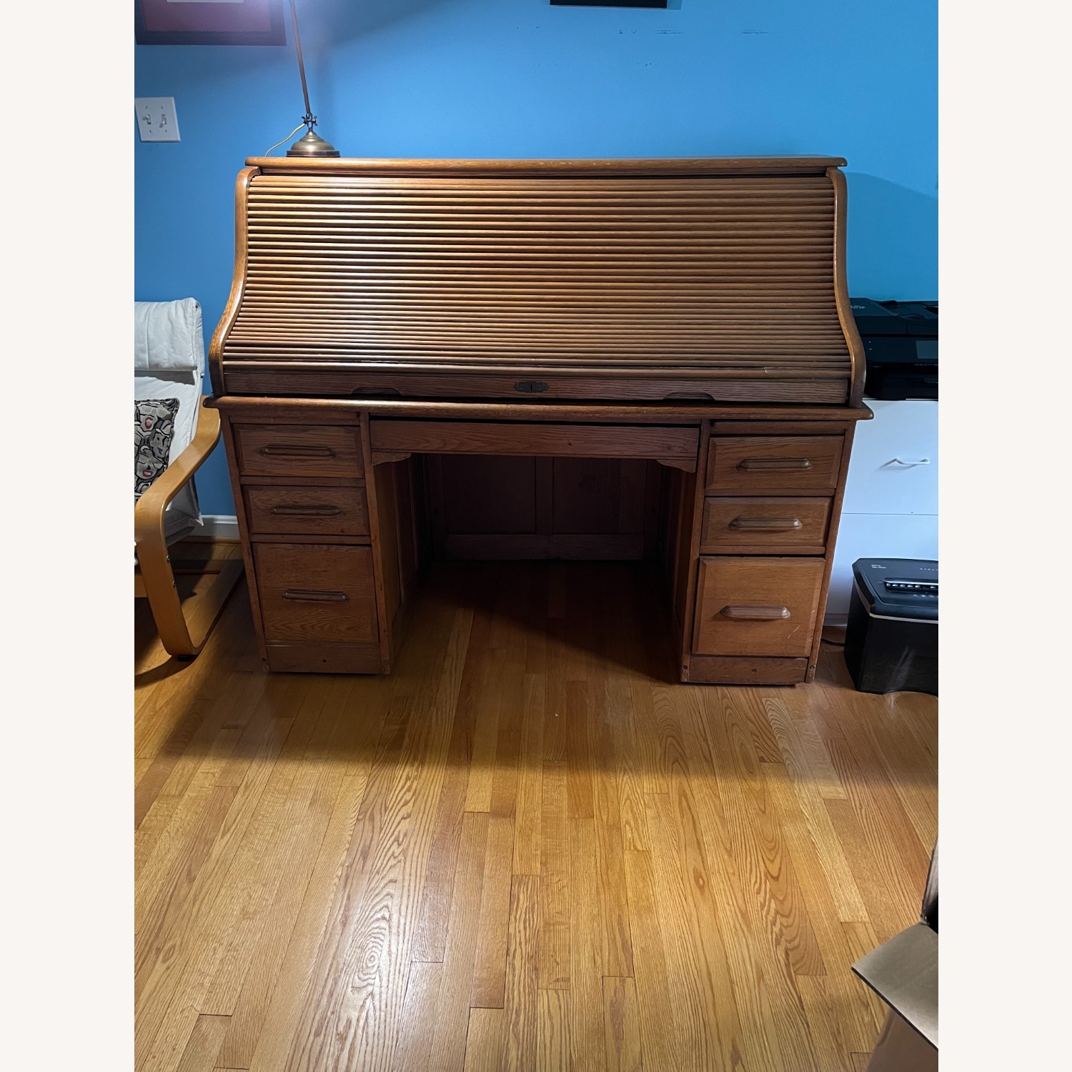 Vintage/Oak Light Brown Wood Desk - image-5