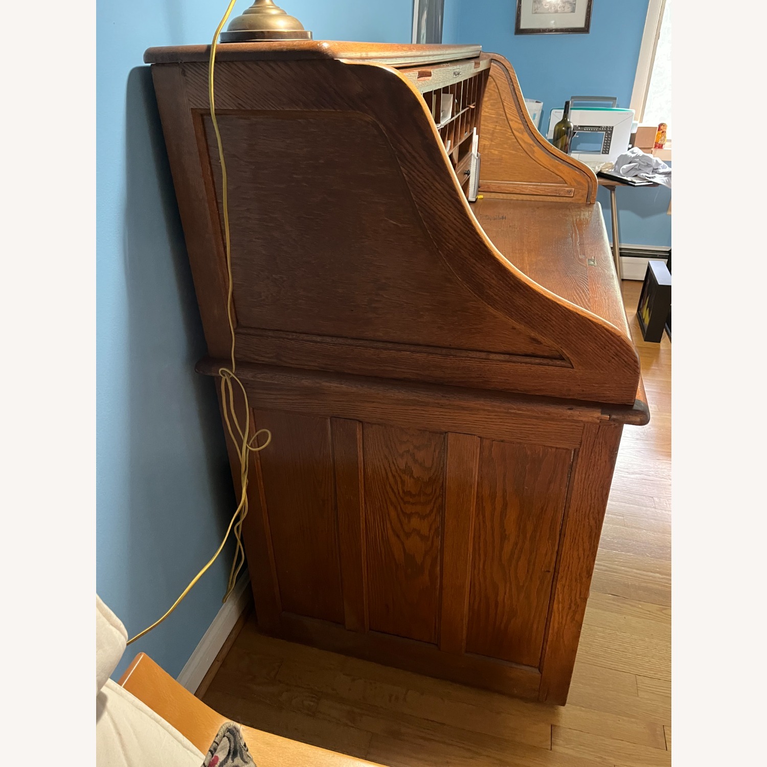 Vintage/Oak Light Brown Wood Desk - image-3