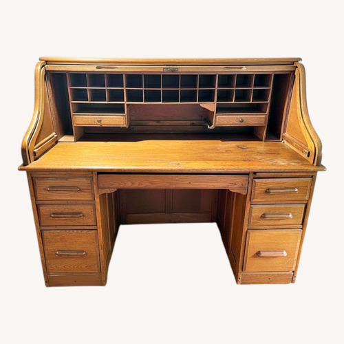 Used Vintage/Oak Light Brown Wood Desk for sale on AptDeco