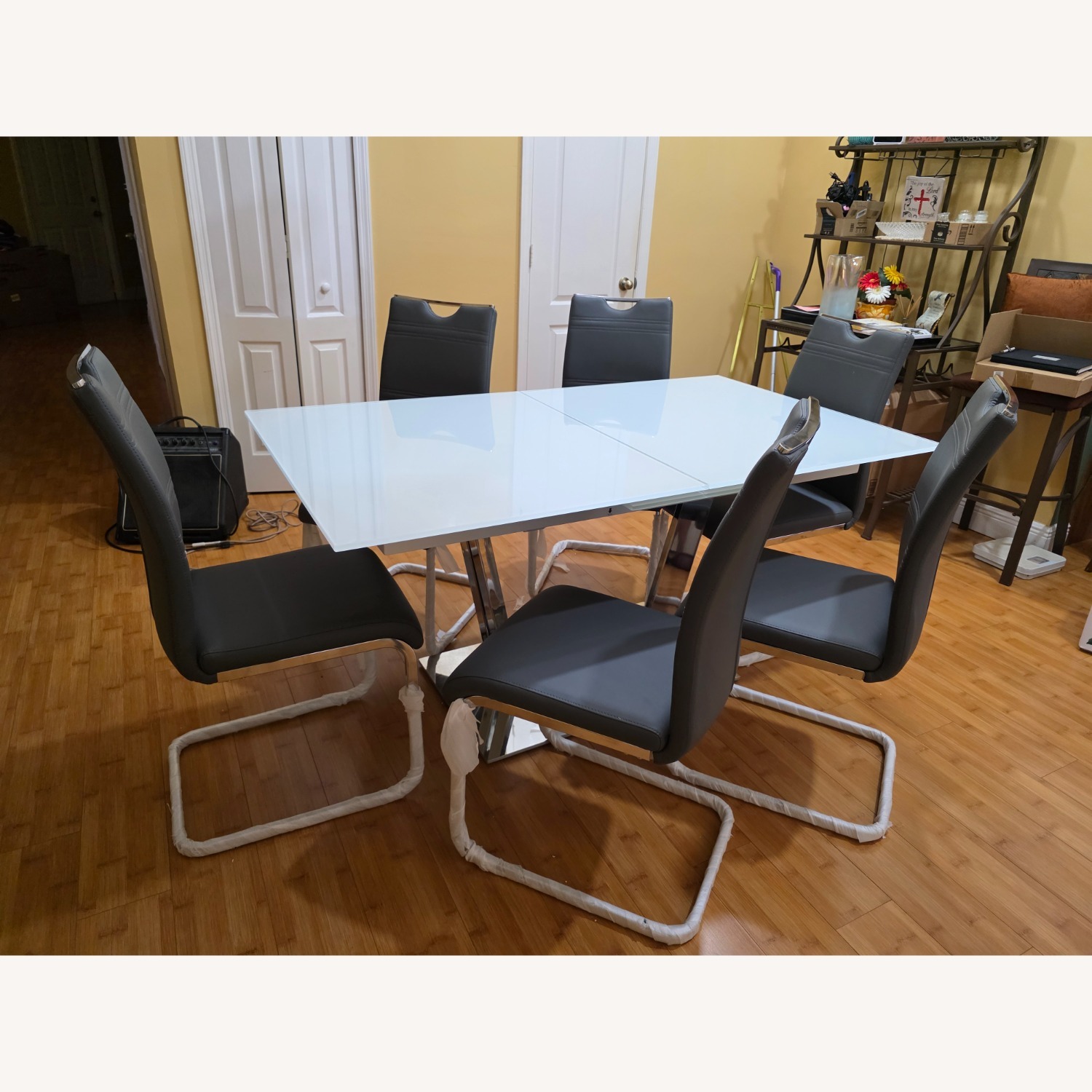 City Furniture Harley White Glass Rectangle Table - image-2
