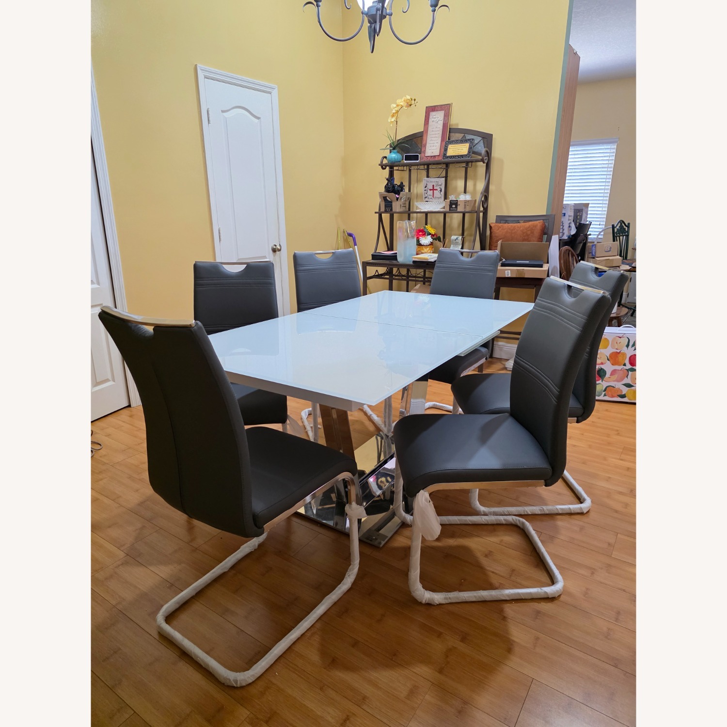 City Furniture Harley White Glass Rectangle Table - image-3