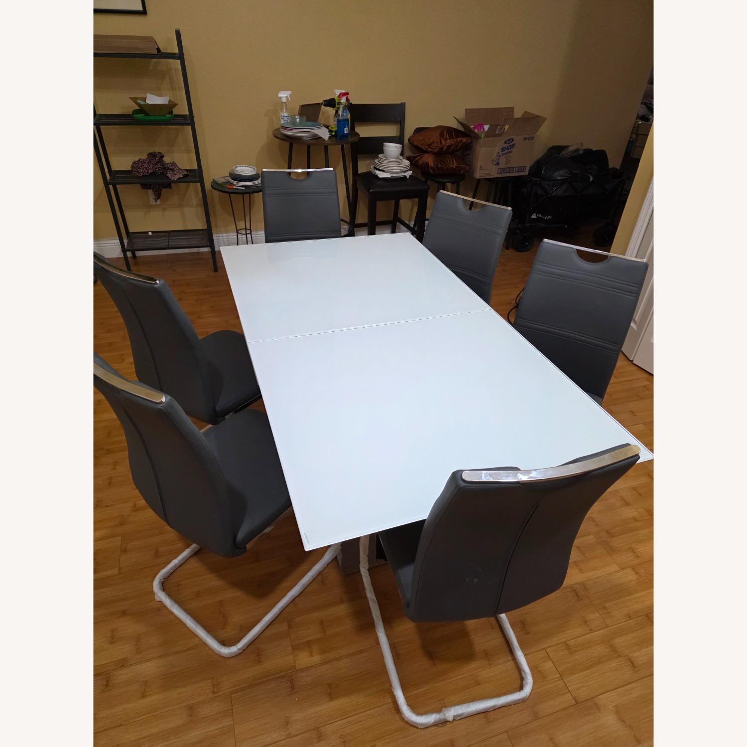 City Furniture Harley White Glass Rectangle Table - image-1