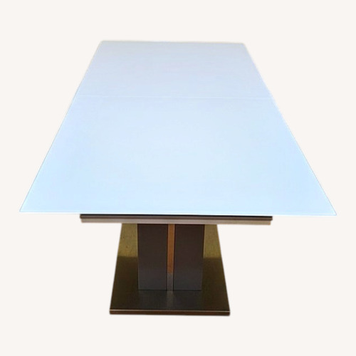Used City Furniture Harley White Glass Rectangle Table for sale on AptDeco