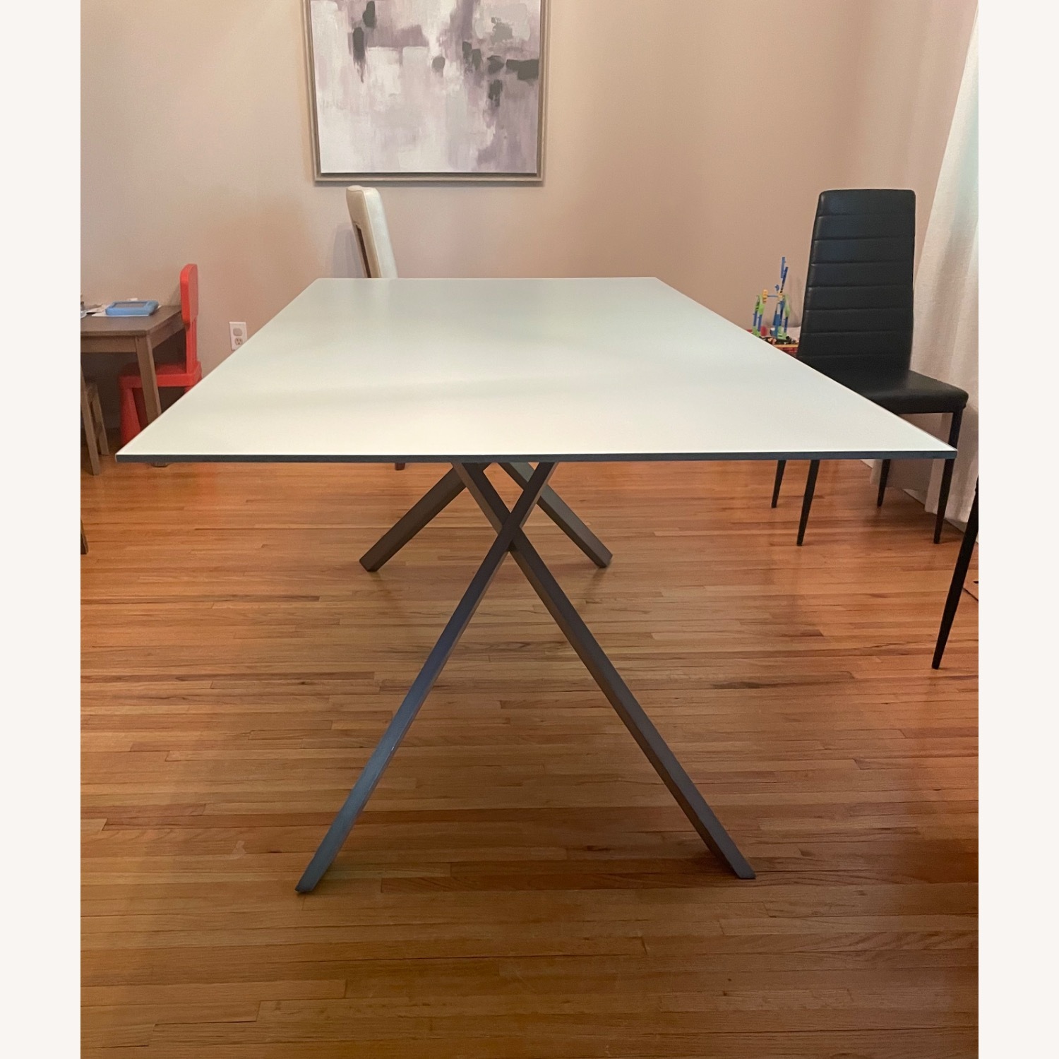 Glass Dining Table Top And Silver Stand - image-1