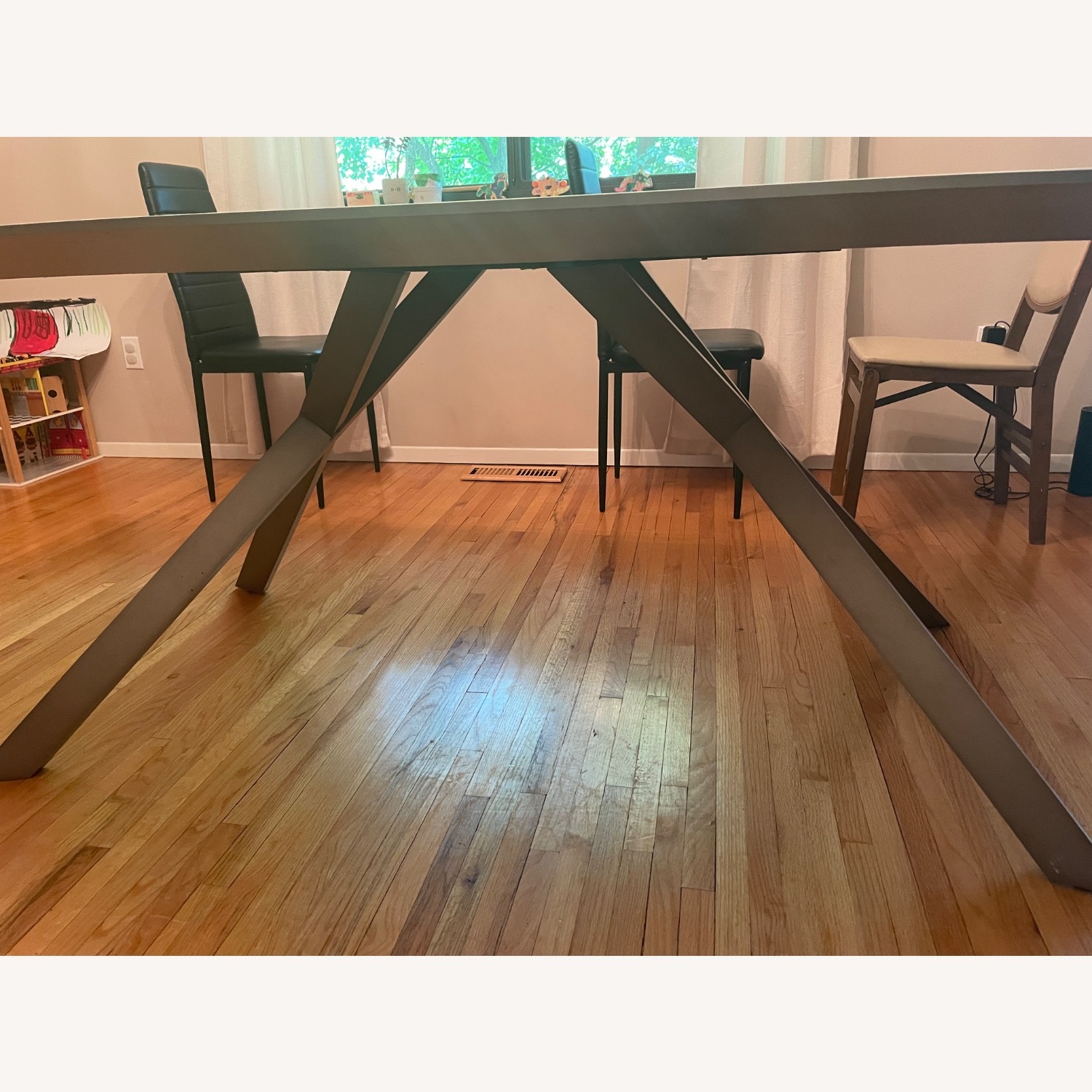 Glass Dining Table Top And Silver Stand - image-2