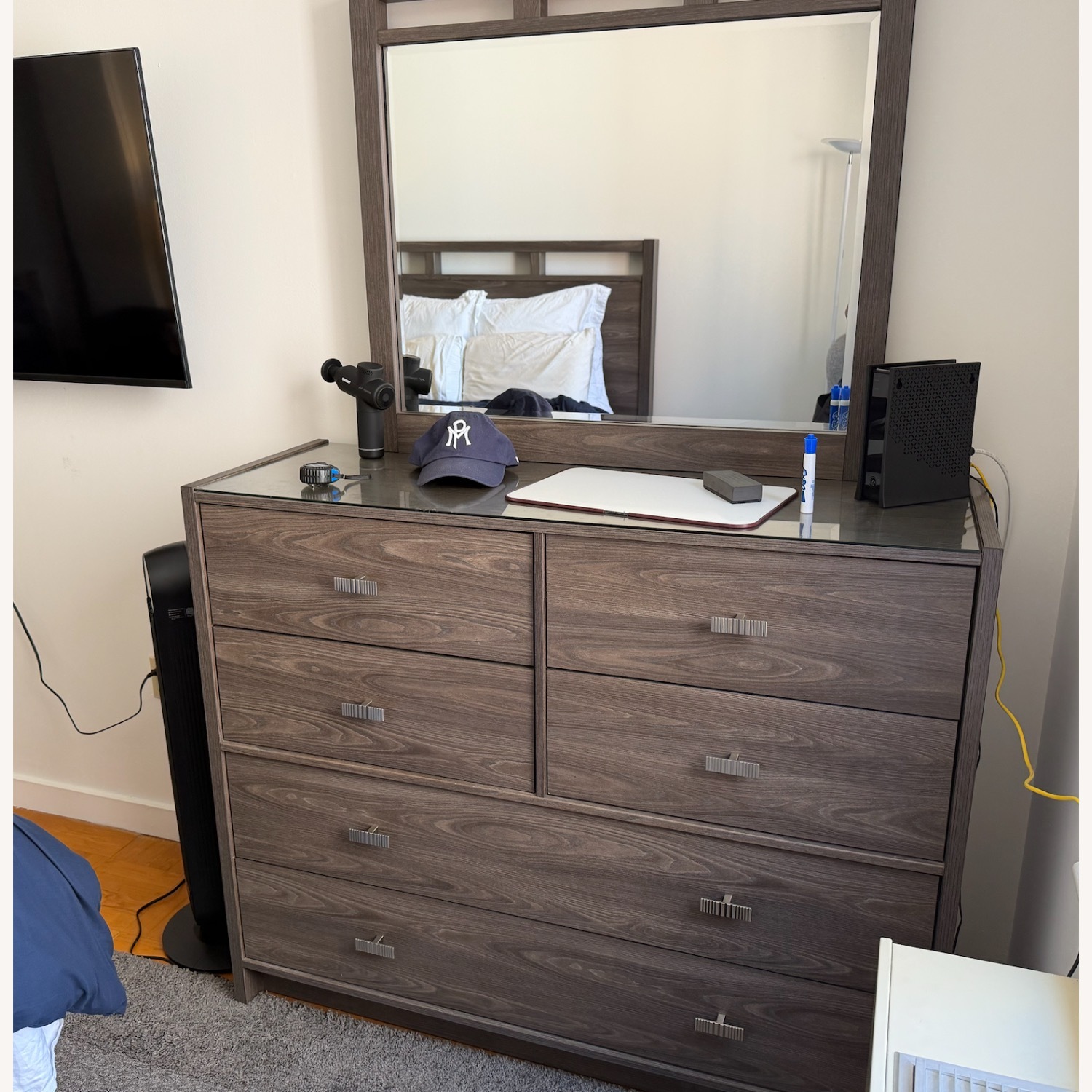 Dark Brown Wood Dresser - image-2