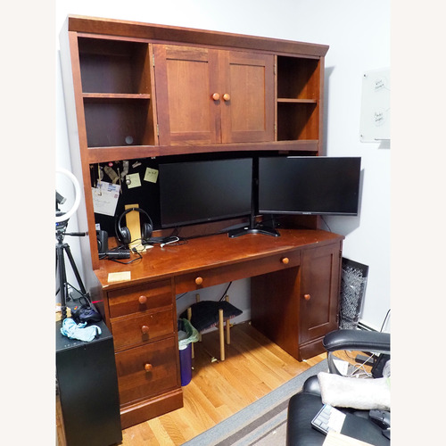Used Ethan Allen British Classics Dark Brown Wood Desk for sale on AptDeco