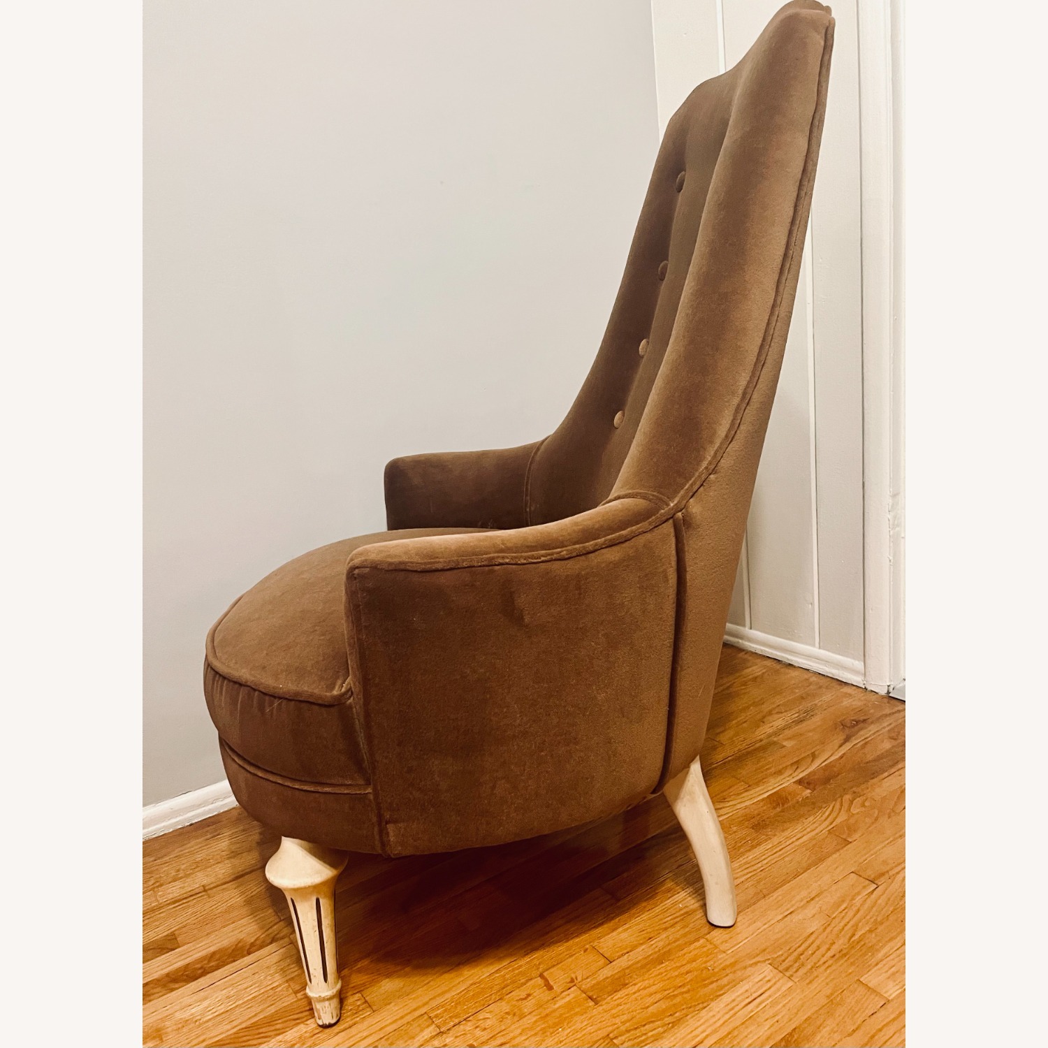 Dark Brown Victorian Slipper Chair - image-11