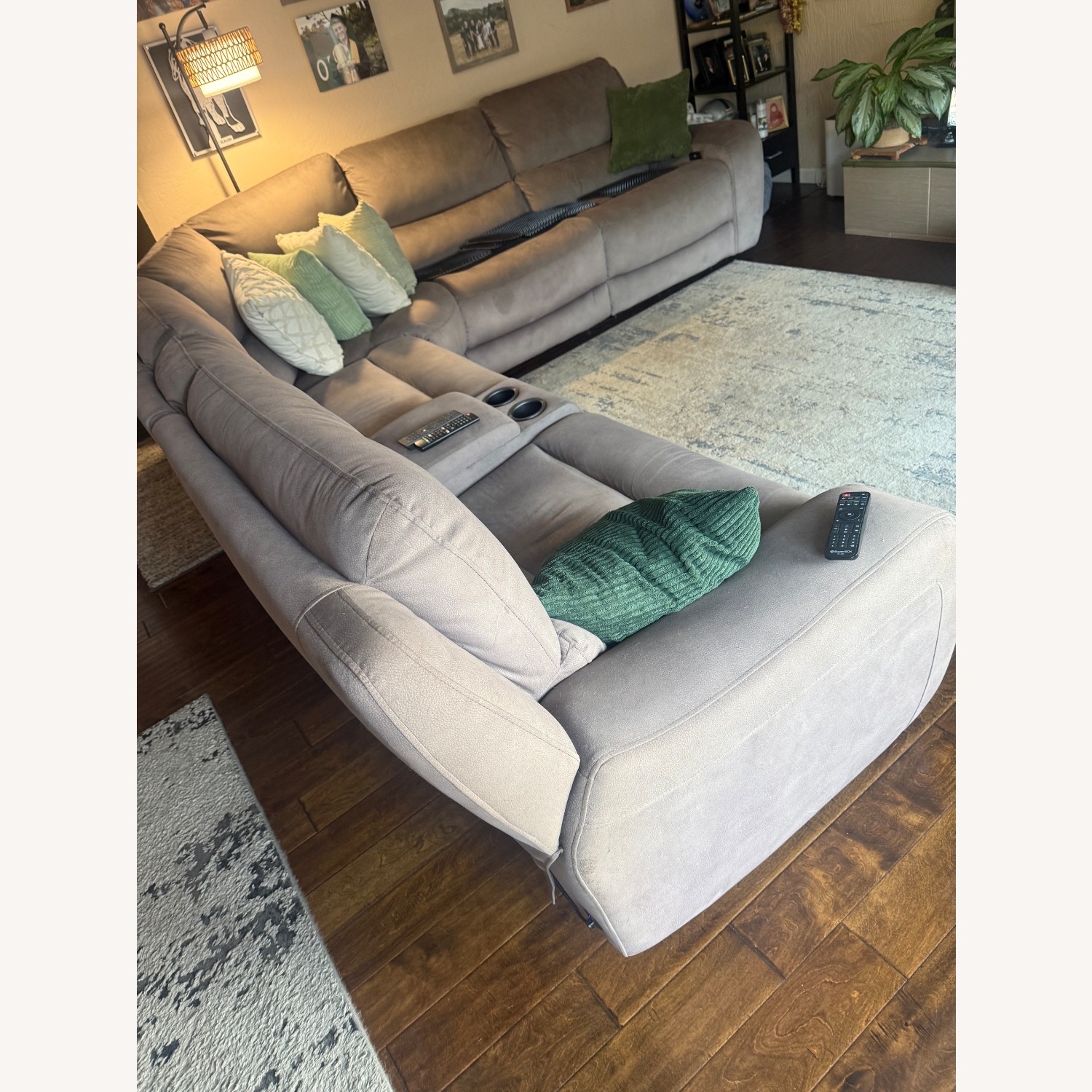 Ryder Grey 134" 6 Piece Power Reclining Modular Sectional - image-3