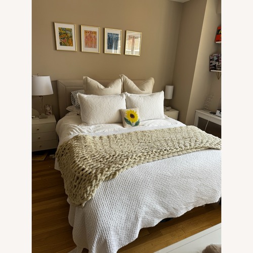 Used Amazon Zinus Natural Wood Queen Bed for sale on AptDeco