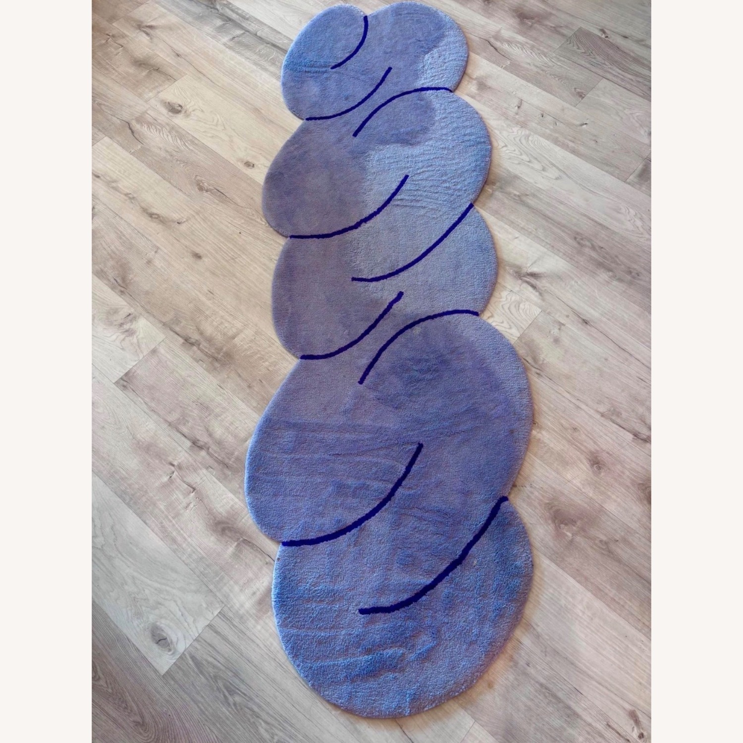 Okej Studio Squiggle Purple Wool Runner Rug 3' x 8' - image-3
