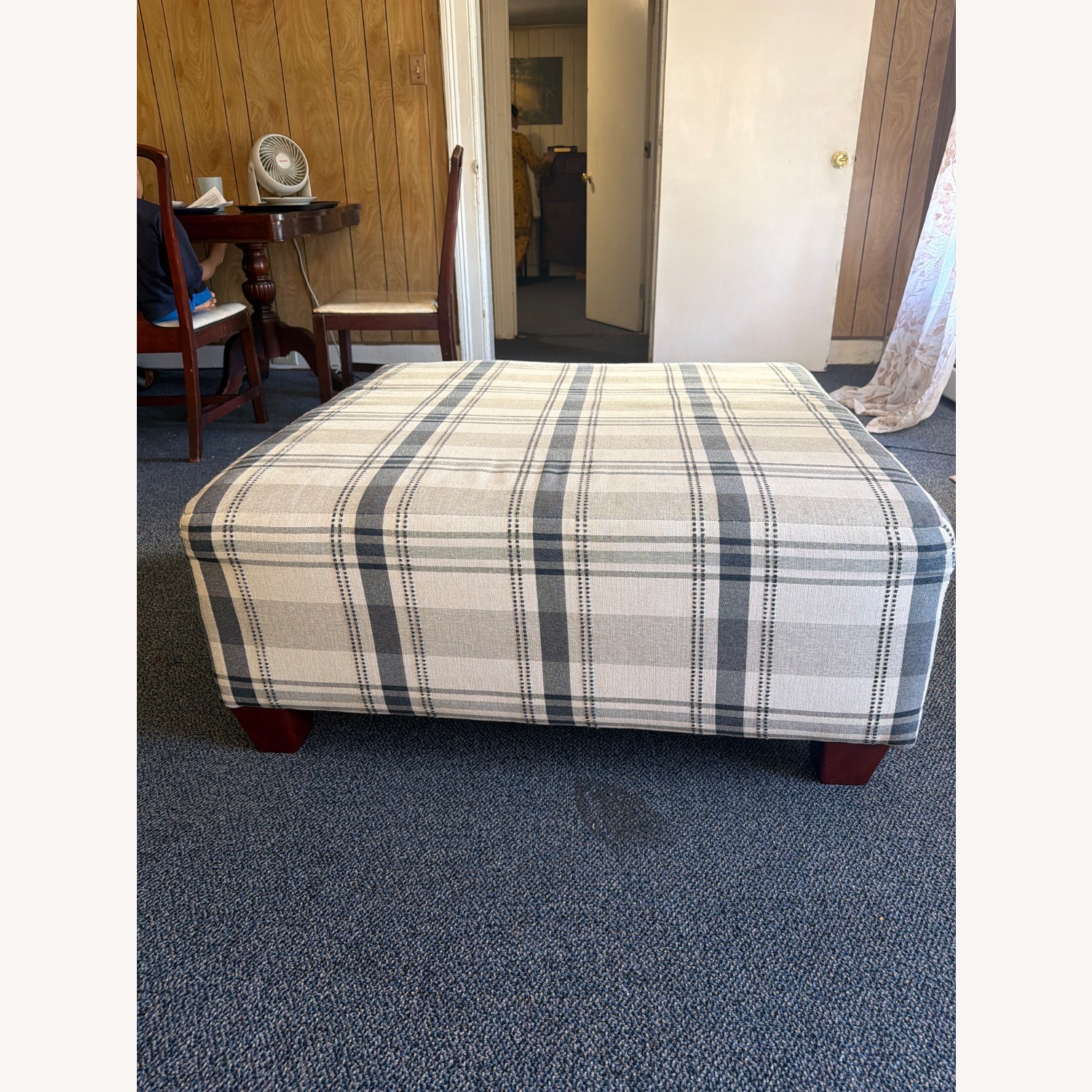 McGee and Co White Fabric Ottoman - image-3