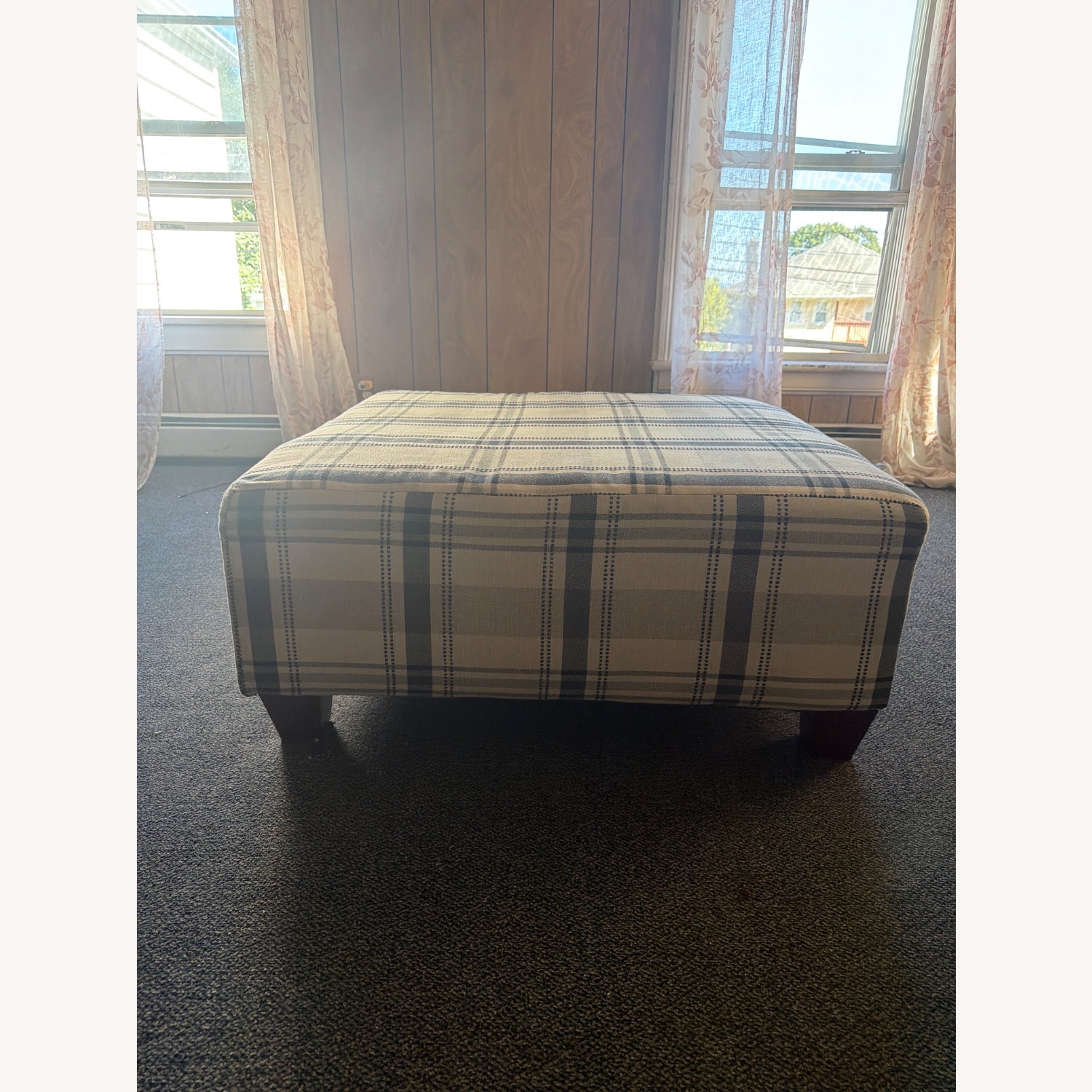 McGee and Co White Fabric Ottoman - image-2