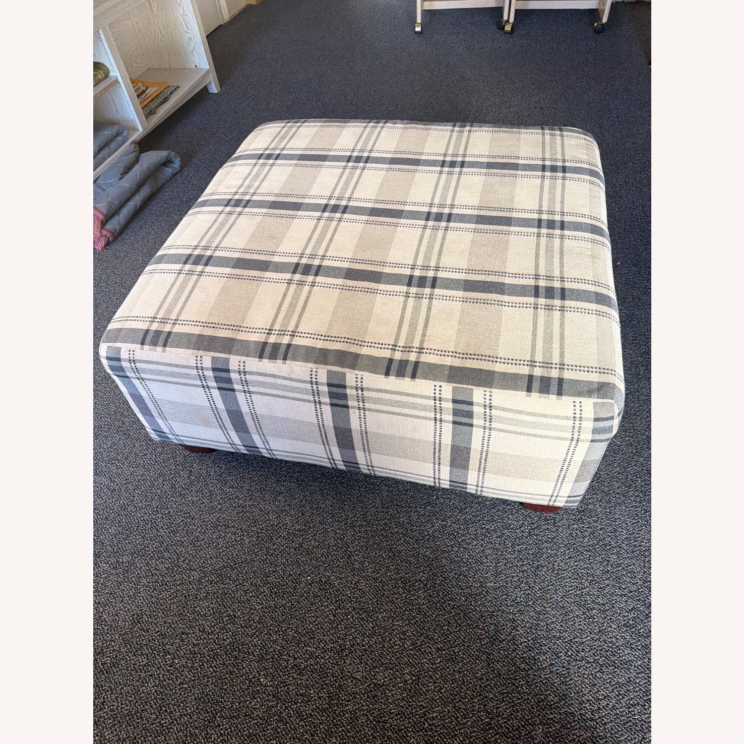 McGee and Co White Fabric Ottoman - image-5