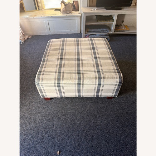 Used McGee and Co White Fabric Ottoman for sale on AptDeco