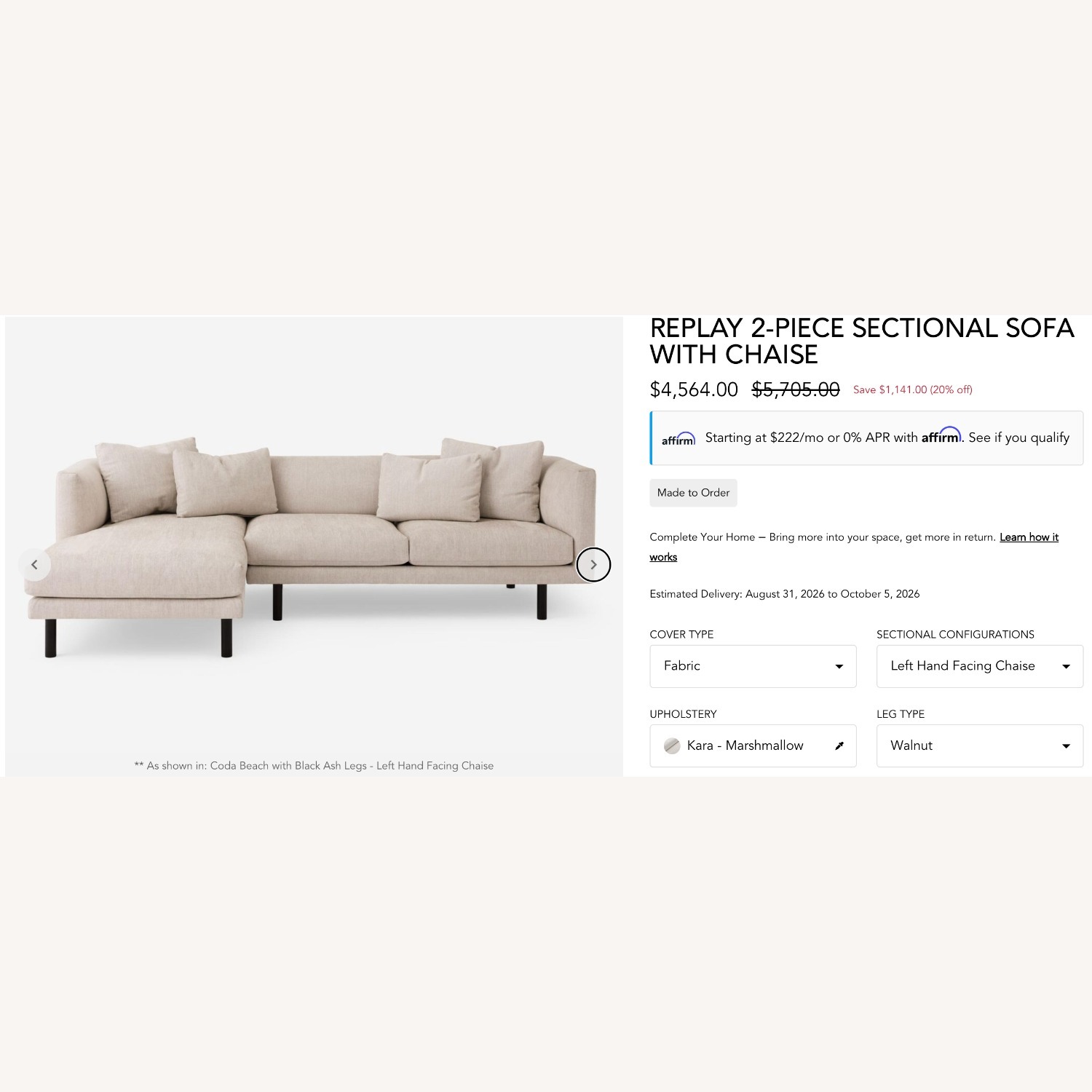 EQ3 Replay 2-Piece Sectional Sofa With Chaise - image-2