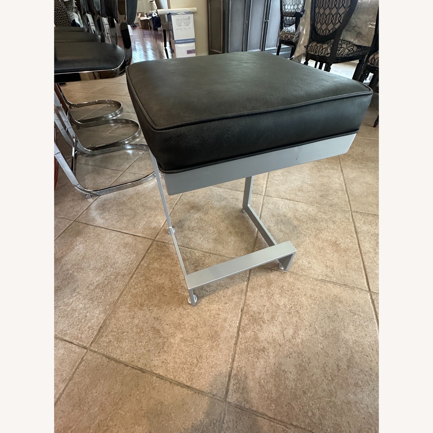 Modern Chrome and Black Bar Stool - image-3