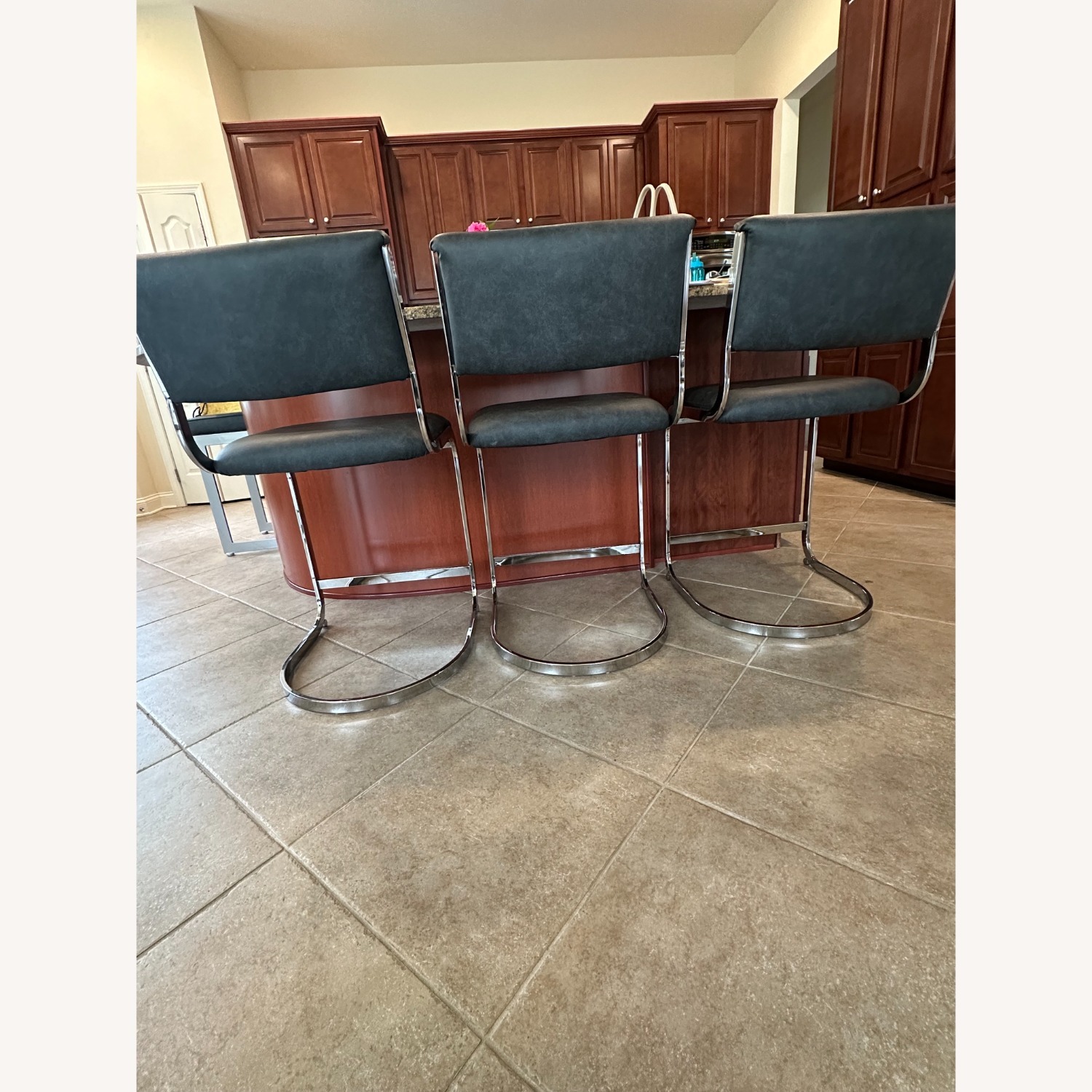 Modern Chrome and Black Bar Stool - image-1