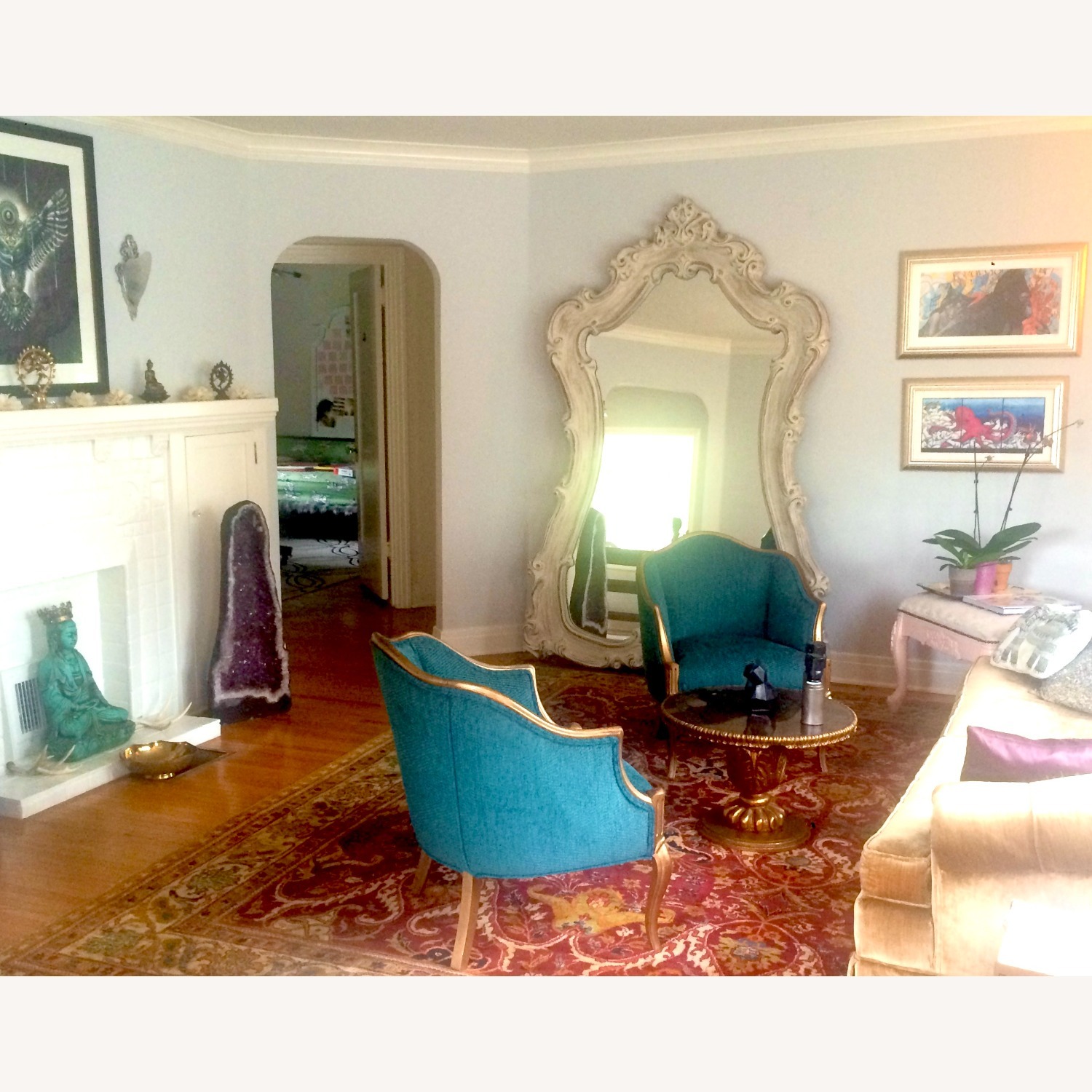 Vintage/Antique Finds Blue Wood Armchairs - image-2