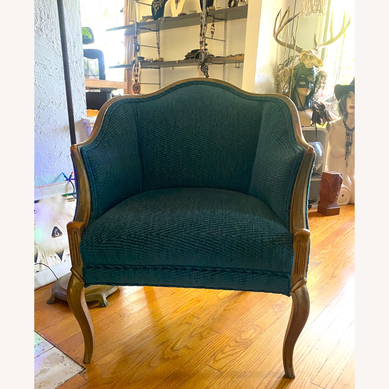 Vintage/Antique Finds Blue Wood Armchairs - image-5