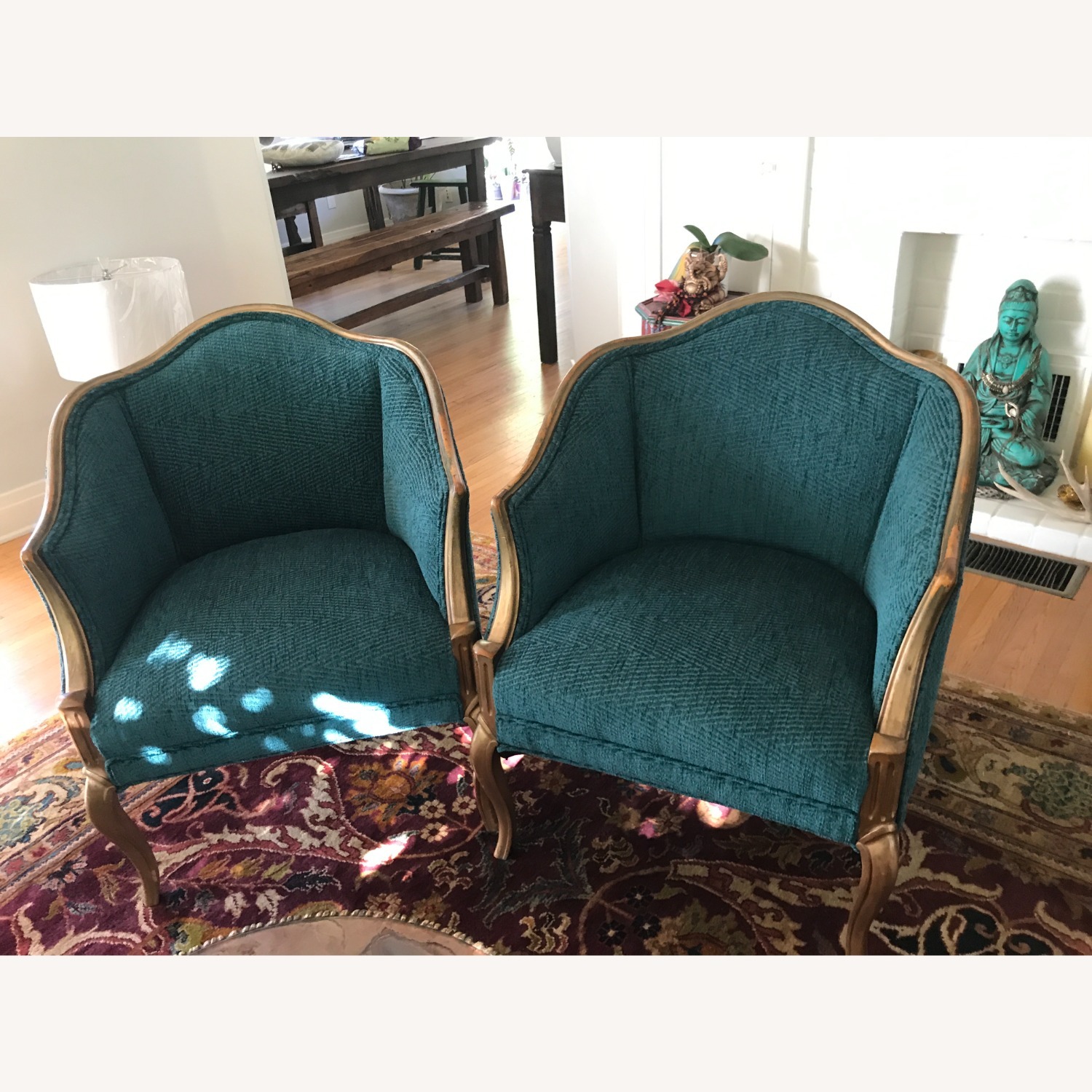 Vintage/Antique Finds Blue Wood Armchairs - image-6