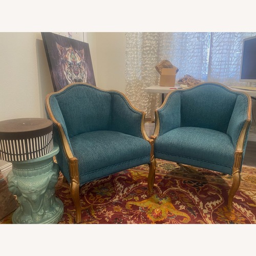 Used Vintage/Antique Finds Blue Wood Armchairs for sale on AptDeco