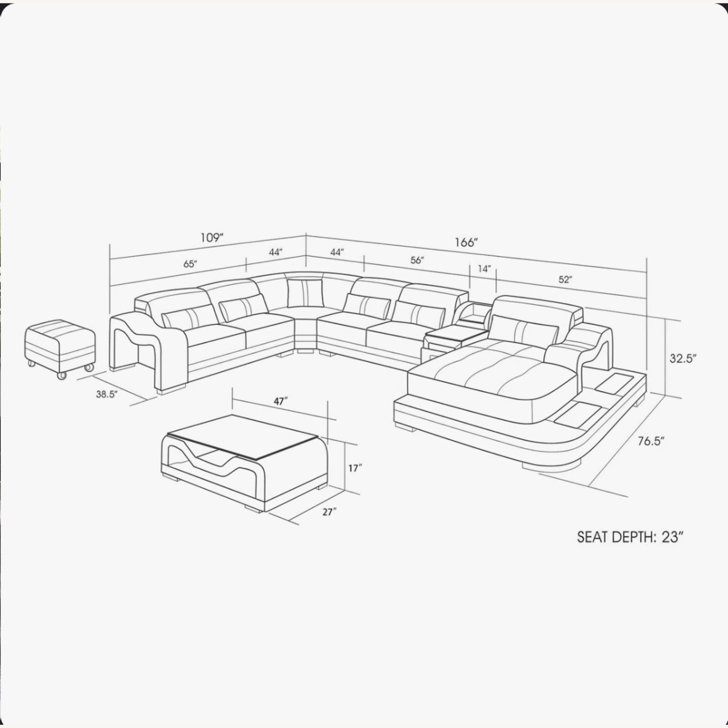 Arunvir Upholstered U-Shaped Sectional - image-7