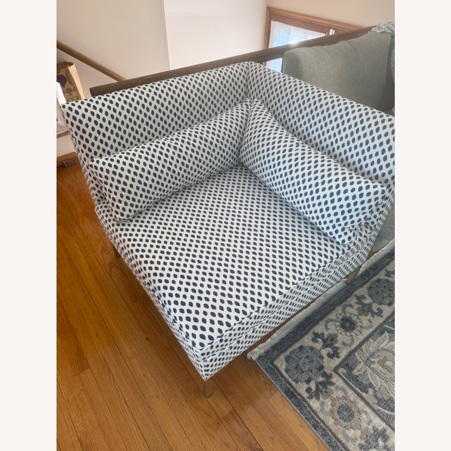 One Kings Lane Marceau Corner Chair – Navy & White - image-1