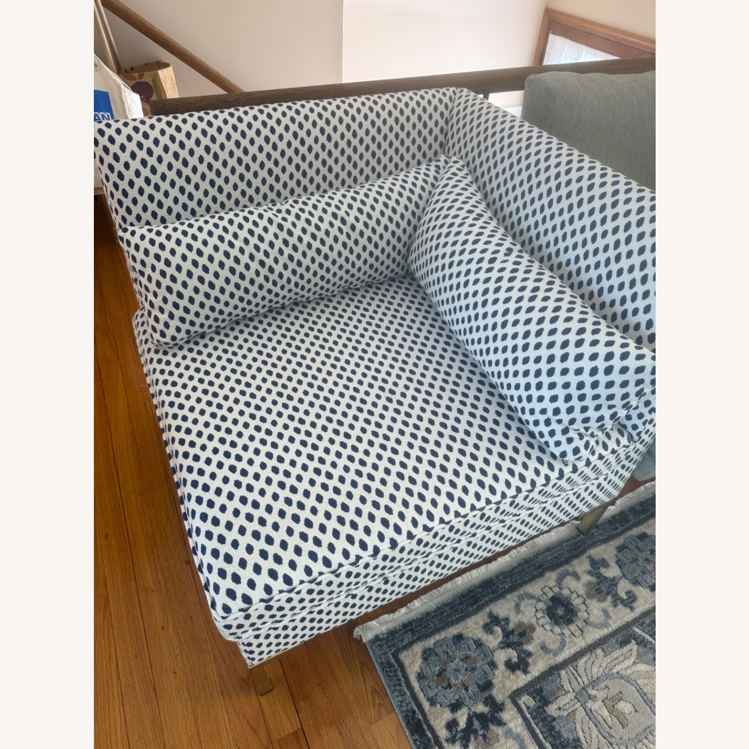 One Kings Lane Marceau Corner Chair – Navy & White - image-2