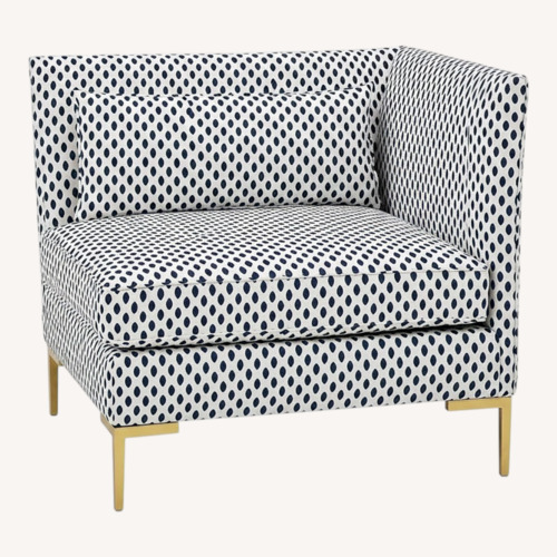 Used One Kings Lane Marceau Corner Chair – Navy & White for sale on AptDeco