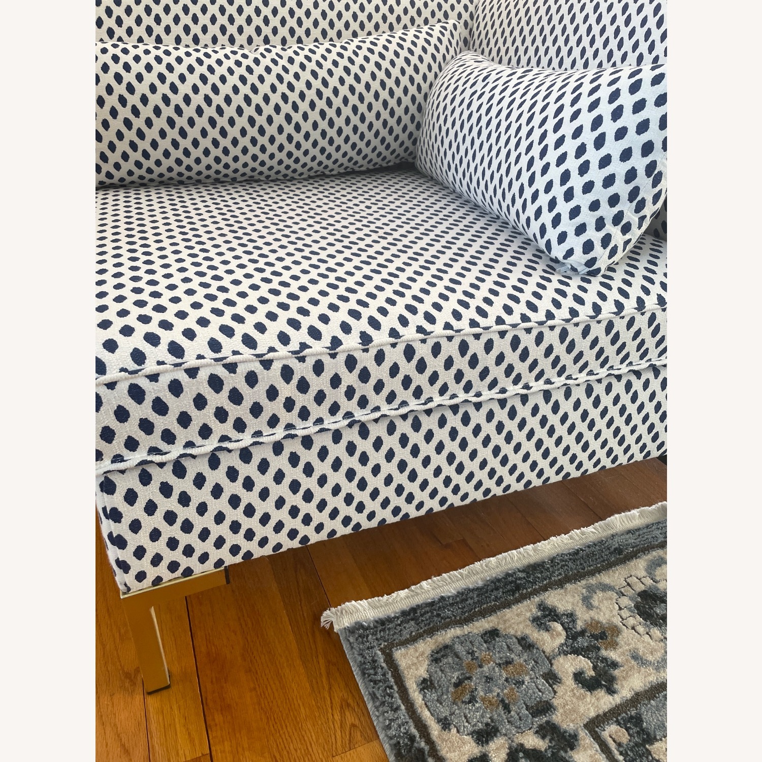 One Kings Lane Marceau Corner Chair – Navy & White - image-3