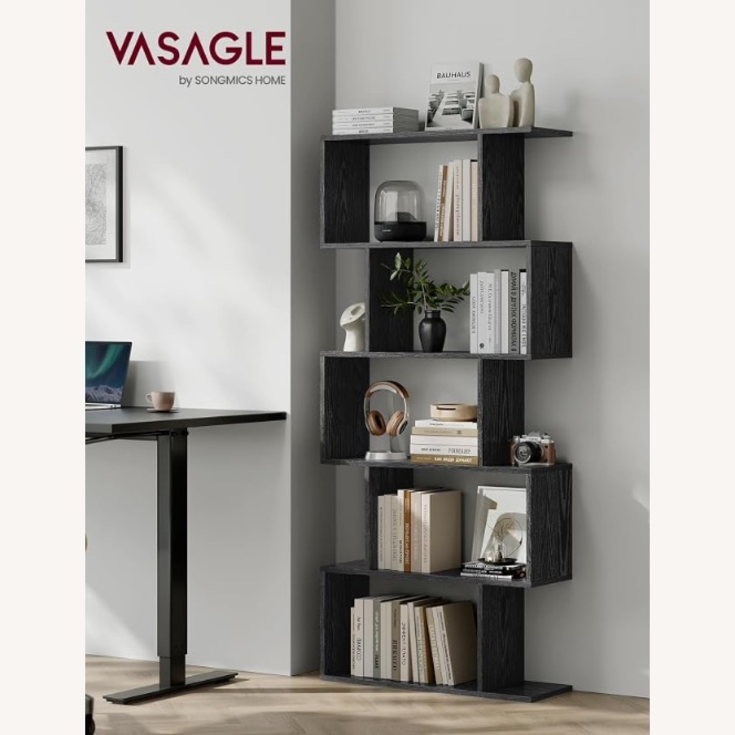 Black Wood Modern Bookcase - image-2