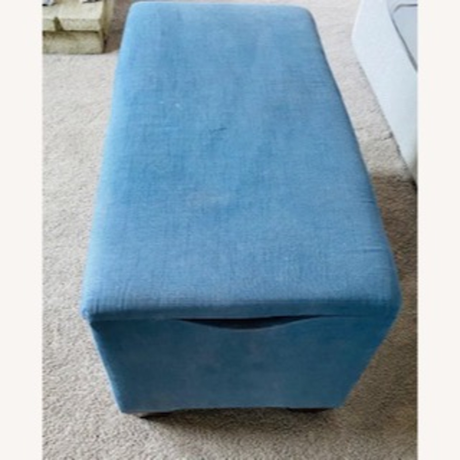 Blue Fabric Storage Ottoman - image-3