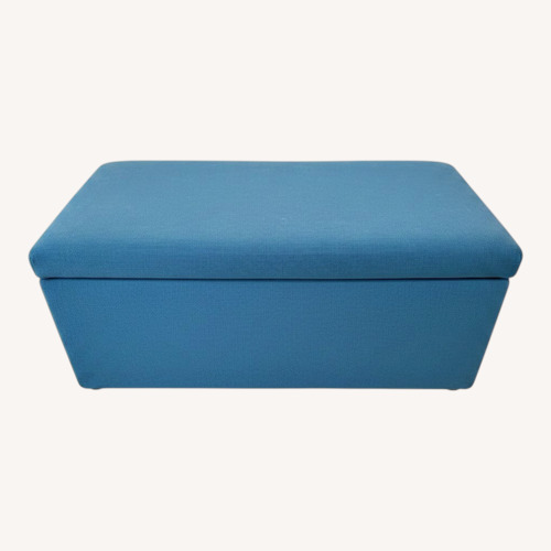 Used Blue Fabric Storage Ottoman for sale on AptDeco