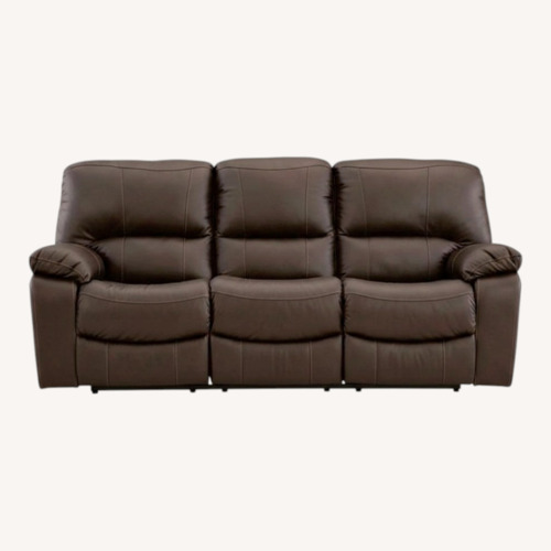Used Leather Dual Reclining Couch-Cupholders & Charging for sale on AptDeco