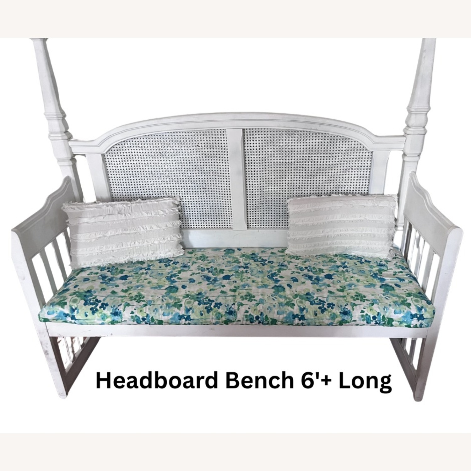 Vintage/Antique Finds White Headboard Bench - image-1