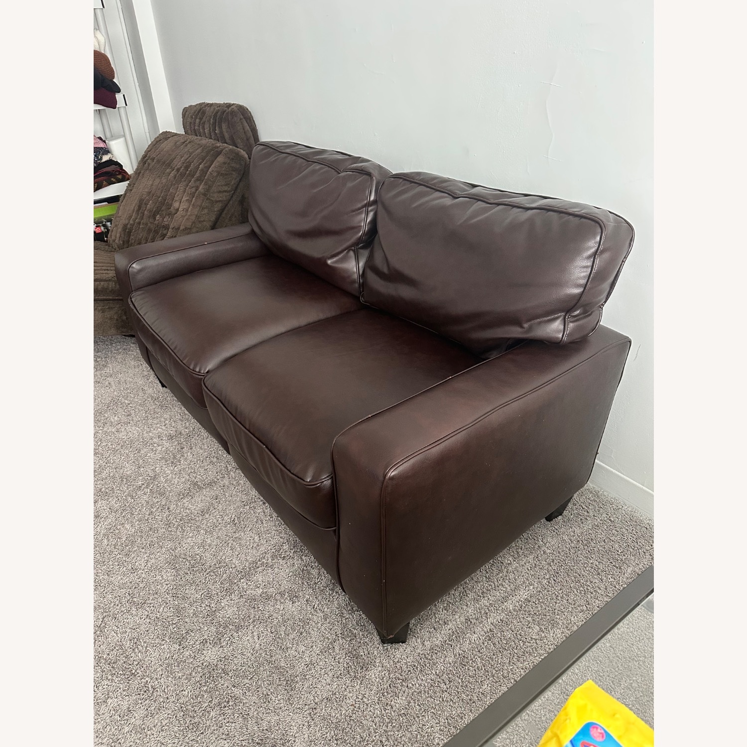 Dark Brown Leather 2 Seater Sofa - image-2