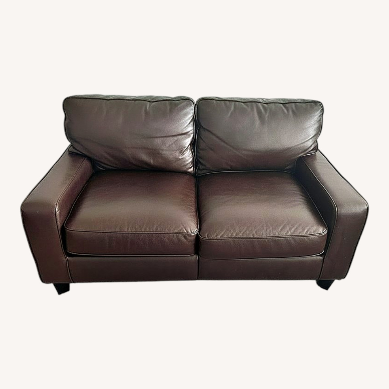 Dark Brown Leather 2 Seater Sofa - image-0