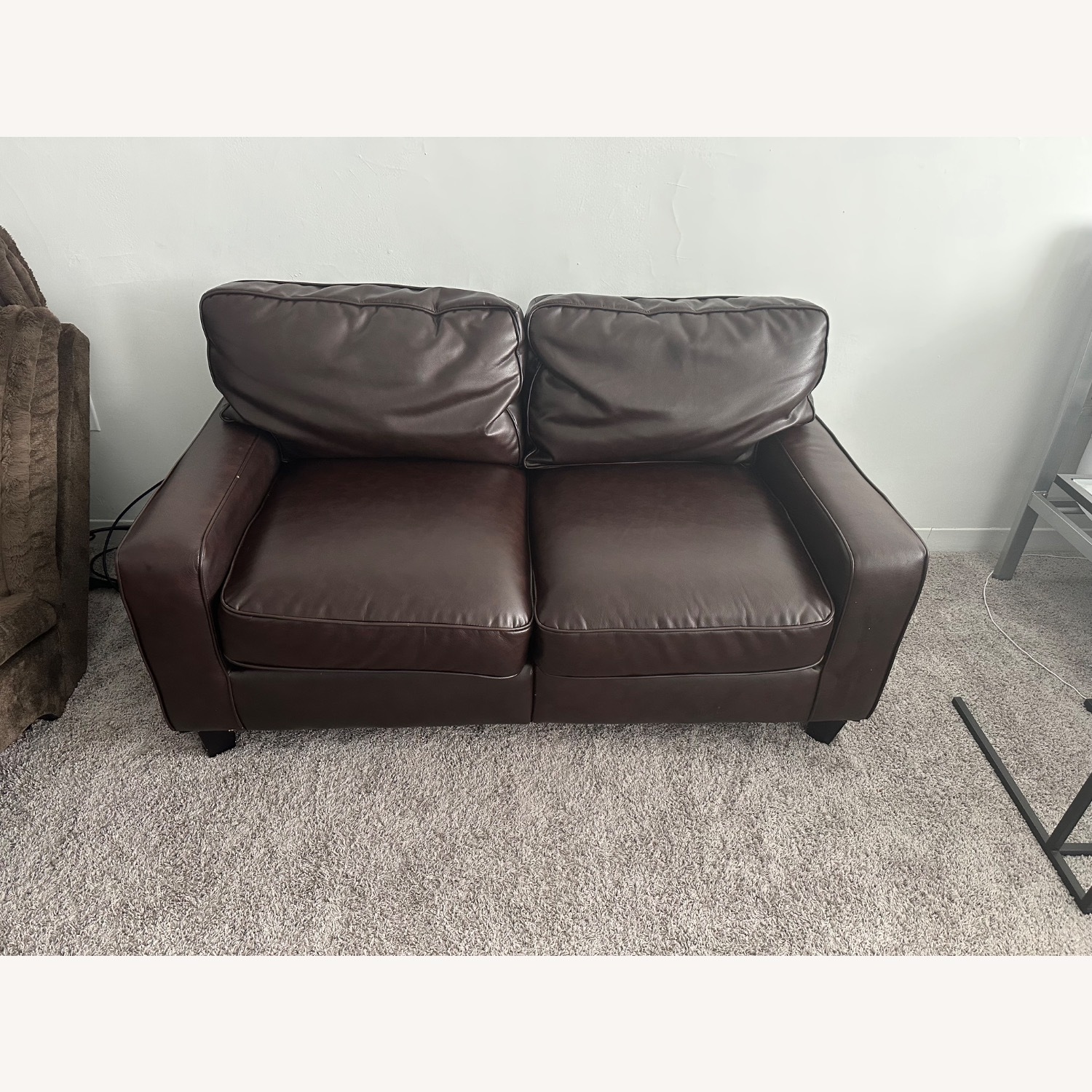 Dark Brown Leather 2 Seater Sofa - image-1