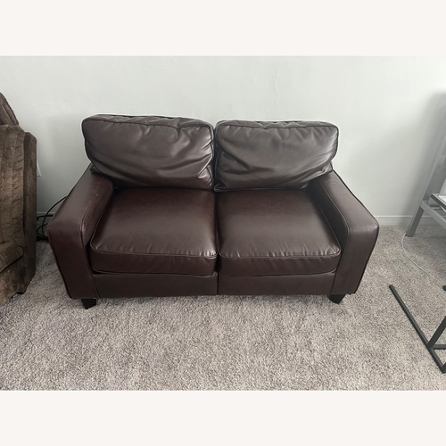 Used Dark Brown Leather 2 Seater Sofa for sale on AptDeco