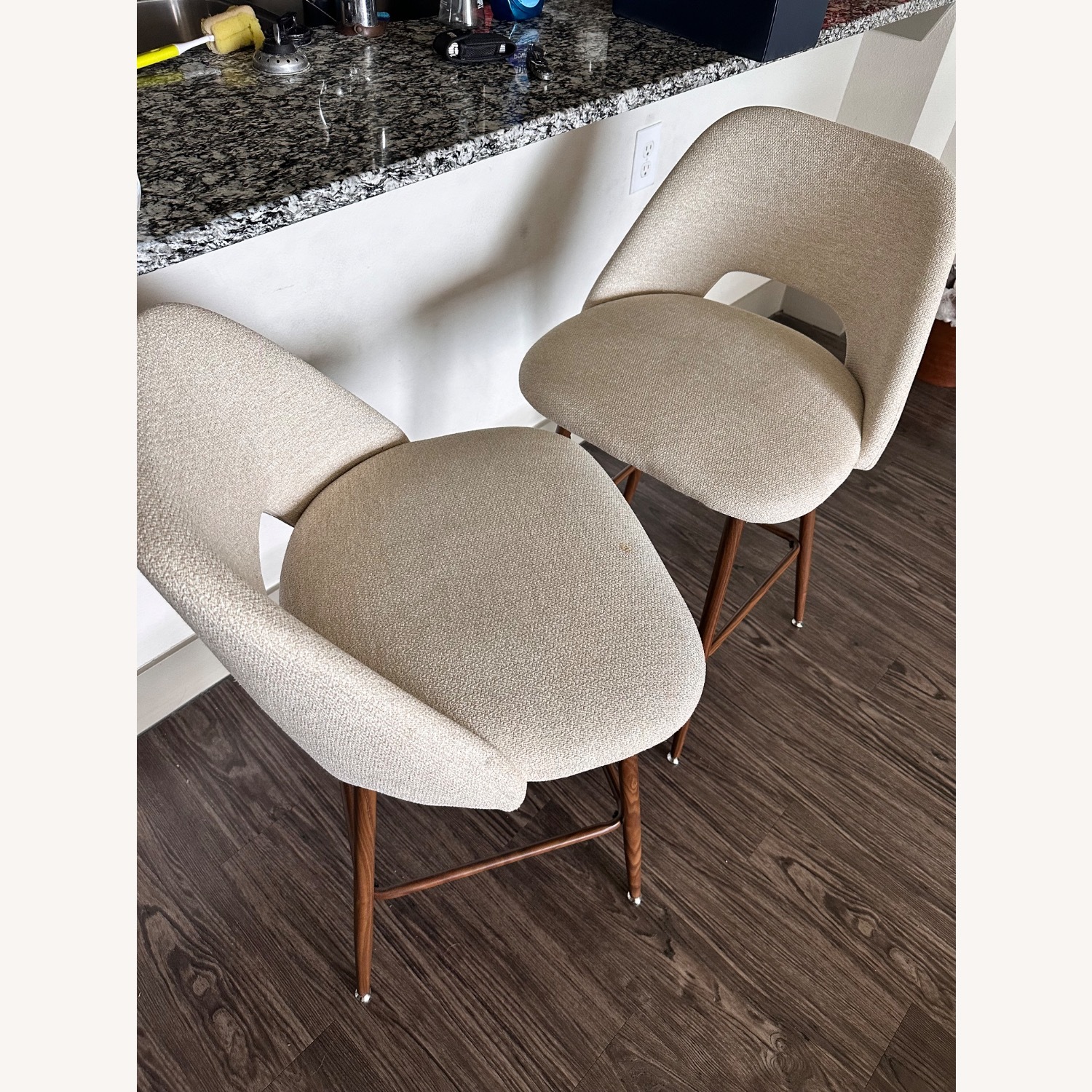 White Fabric Stool - image-1