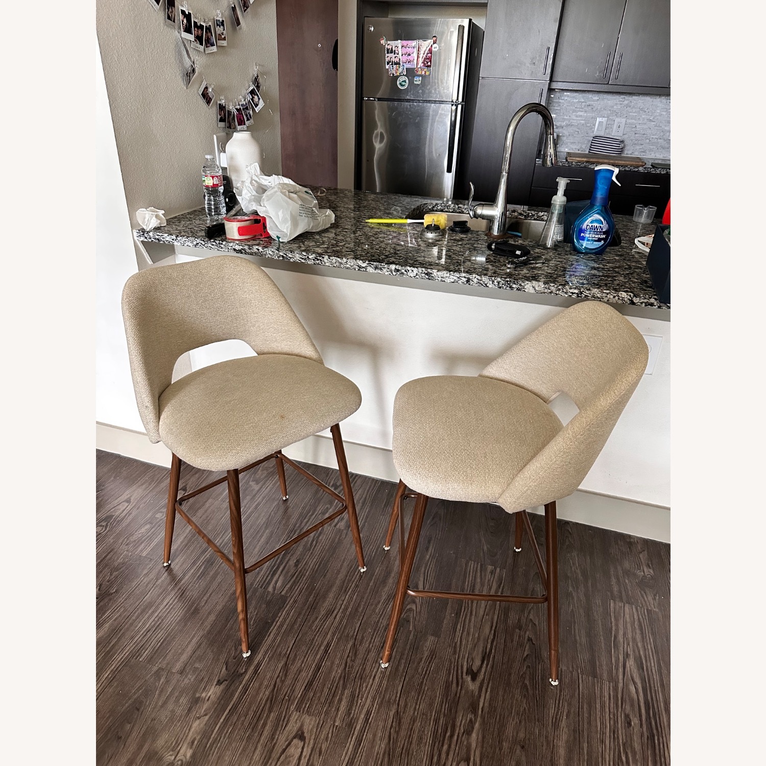 White Fabric Stool - image-3