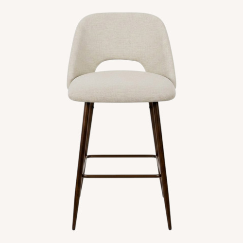 Used White Fabric Stool for sale on AptDeco