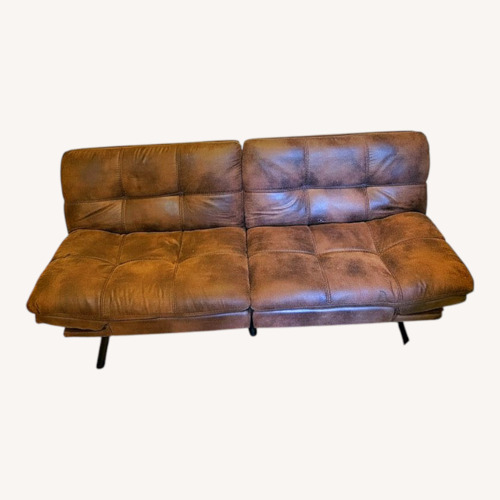Used Brown Leather Futon Sofa Bed for sale on AptDeco