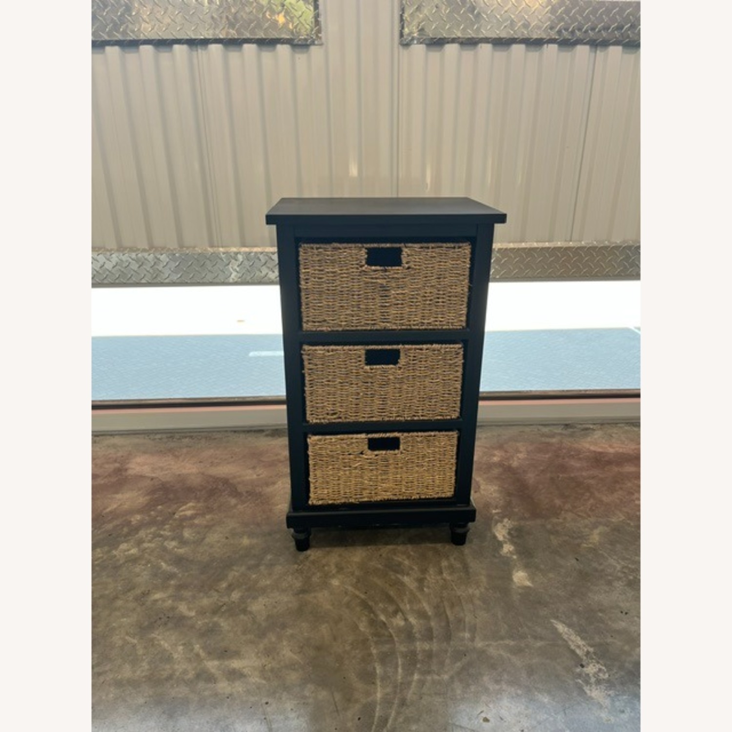 Black Wicker Nightstand - image-1