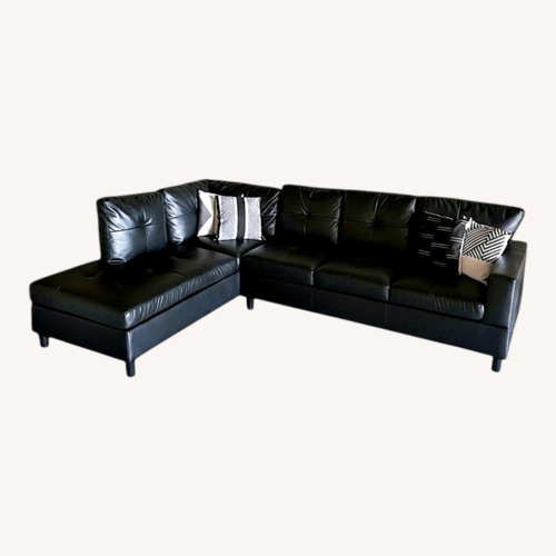 Used Black Faux Leather 2 Piece Sectionals for sale on AptDeco