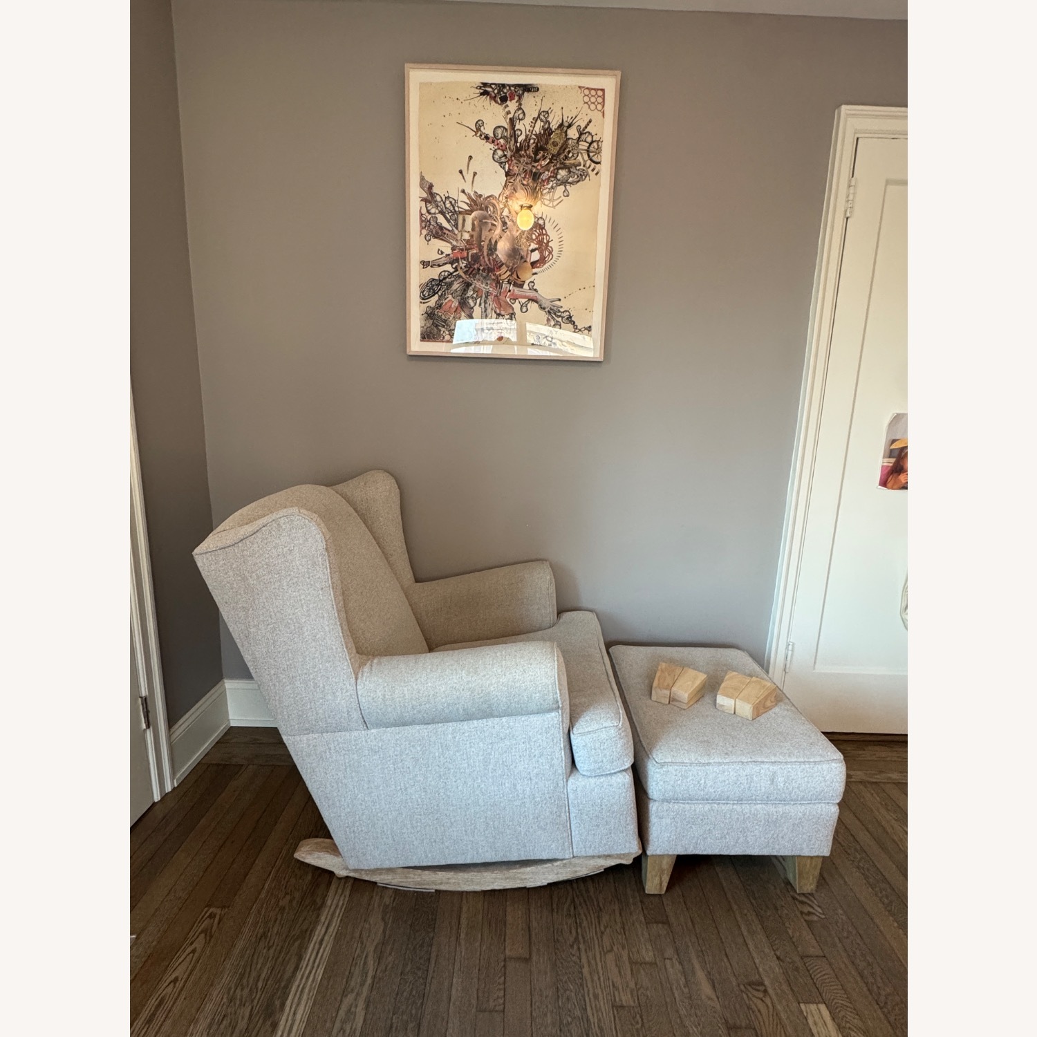 Pottery Barn Wingback Light Gray Nursing Chair - image-5