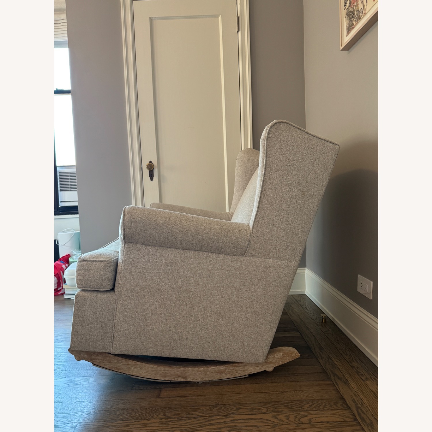 Pottery Barn Wingback Light Gray Nursing Chair - image-3