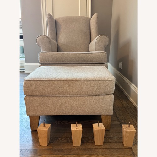 Used Pottery Barn Wingback Light Gray Nursing Chair for sale on AptDeco